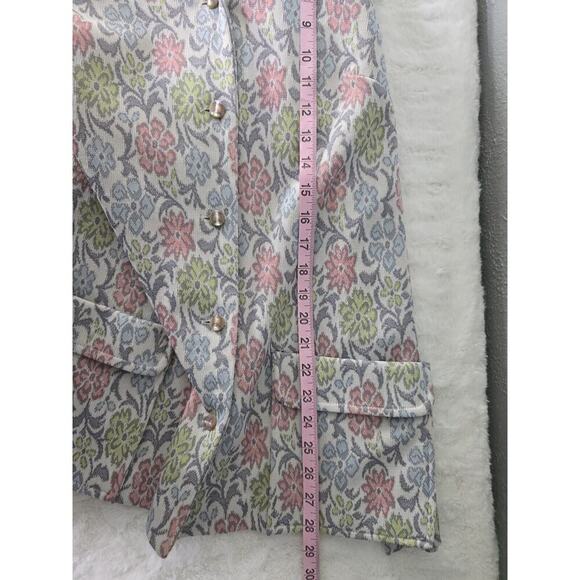Vintage Ample Jogs Pastel Floral House Coat Jacket Button Down Large Grannycore - Picture 11 of 11